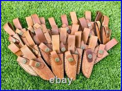 Lot of 100 6 Handmade Damascus Blade USA Mix Wood Hunting Knife Set EDC Sheath