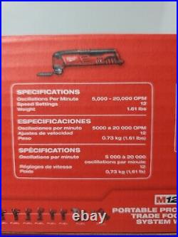 MILWAUKEE M12 OSCILLATING MULTI-TOOL ONLY #2426-20 With New 5 Piece Blade Set