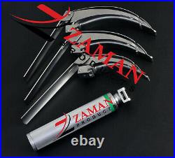 Mccoy Flexi-Tip Fiberoptic Led Laryngoscope Medium Handle Blade Size 2&3&4 Set