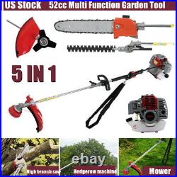 Multi Function Grass Weed Eater String Trimmer 52cc 2-Stroke Gasoline 5 in 1 Kit