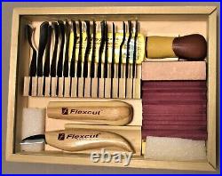 NEW! Flexcut SK108 Deluxe Starter Carving Knife Blade Set Wood Polish Tools DVD