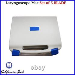 NEW ORIGNAL FIBER OPTIC Laryngoscope Mac Set of 5 BLADE & HANDLES EMT Anesthesia