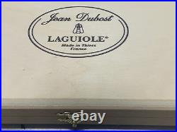 NEW RARE LAGUIOLE JEAN DUBOST SET 6 steak Knives RED HANDLE w Gold BLADE IN BOX