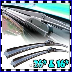 New 26 16 OEM Quality Bracketless Windshield Wiper Blade J-Hook All Season Set