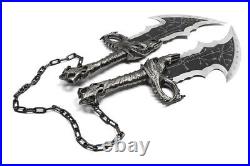 New Addition God Of War Twin Blade Short Dagger Set w Wall Plaque