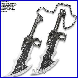 New Addition God Of War Twin Blade Short Dagger Set w Wall Plaque