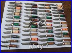 New Handmade 50pcs Damascus Steel Blade Knives Set Sharp Cutting Wood Handle
