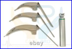 New MCCOY FLEXITIP FIBEROPTIC LED Laryngoscope SET BLADE # 2 &3 &4 MEDIUM HANDLE