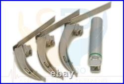 New MCCOY FLEXITIP FIBEROPTIC LED Laryngoscope SET BLADE # 2 &3 &4 MEDIUM HANDLE