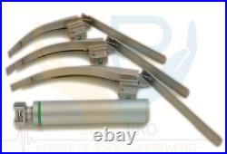 New MCCOY FLEXITIP FIBEROPTIC LED Laryngoscope SET BLADE # 2 &3 &4 MEDIUM HANDLE