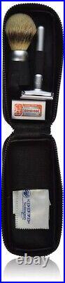 New Merkur Razor Leather Zipper Shaving Set R Sat German Make Luxury Gift