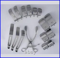 New Mod Kolbel Retractor Set with 3 middle blades 12 Kolbel blades Surgical