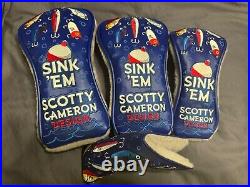 New Scotty Cameron Sink Em' Complete Set D/F/U & Blade Putter Cover Headcover