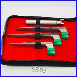 New Set Of 10 Fiber Optic Mac & Miller Laryngoscope Blade+2 Handle Complete Ket