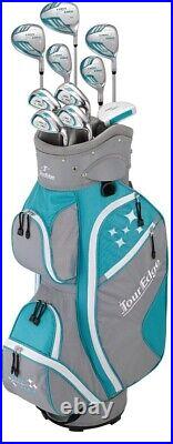 New Tour Edge Golf LH Lady Edge Complete Set WithCart Bag Turquoise/Whi +1 (Left)