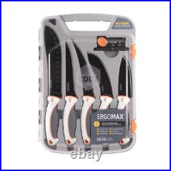 Outdoor Edge ErgoMax Fixed Blade Knife Set Plain Edge 5 Knives & Sharpener EM-1