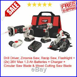 PORTER CABLE 4-Tool 20v Max Lithium Ion Cordless Combo Kit Set Saw Drill Blades
