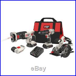 PORTER CABLE 4-Tool 20v Max Lithium Ion Cordless Combo Kit Set Saw Drill Blades