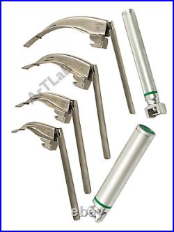 PREMIUM FIBER OPTIC LARYNGOSCOPE MAC + MILLER SET -EMT Anesthesia Intubation Kit