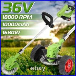 Powerful Cordless Double Wheel Electric Grass Trimmer 36v Lawn Mower Machine