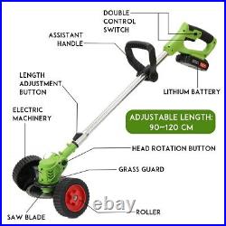 Powerful Cordless Double Wheel Electric Grass Trimmer 36v Lawn Mower Machine