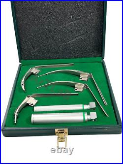 Premium McCoy Flexi-Tip Fiberoptic LED Laryngoscope Set Blades and Medium Handle
