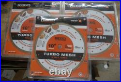 RIDGID Mesh-X 10 Turbo Mesh Wet Cutting Diamond Blade (Set of 3) NEW