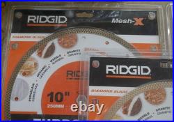 RIDGID Mesh-X 10 Turbo Mesh Wet Cutting Diamond Blade (Set of 3) NEW