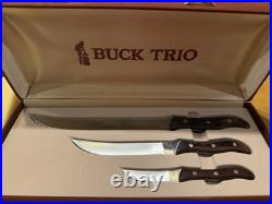 Rare! Buck Trio Fixed Blade Set New In Box