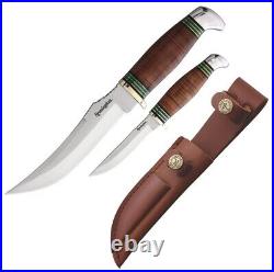 Remington Stacked Piggy Back Set Fixed Knives Stainless Steel Blades Leather