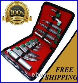 SET OF 12 FIBER OPTIC MAC & MILLER LARYNGOSCOPE BLADE+ HANDLE INTUBATON kit