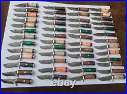 SET OF 50 PCS CUSTOM HANDMADE DAMASCUS STEEL 6 SKINNER HUNTING KNIVES WithSHEATH