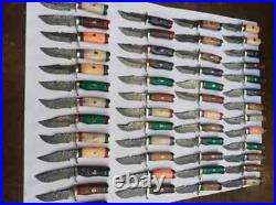 SET OF 50 PCS CUSTOM HANDMADE DAMASCUS STEEL 6 SKINNER HUNTING KNIVES WithSHEATH