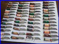 SET OF 50 PCS CUSTOM HANDMADE DAMASCUS STEEL 6 SKINNER HUNTING KNIVES WithSHEATH
