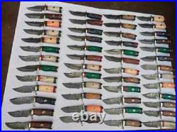 SET OF 50 PCS CUSTOM HANDMADE DAMASCUS STEEL 6 SKINNER HUNTING KNIVES WithSHEATH