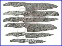 SET OF 6 Damascus steel CHEF KITCHEN BLANK BLADES KNIFE MAKING Custom Twist cb14