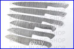 SET OF 6pc DAMASCUS STEEL BLANK BLADES FOR CHEF KITCHEN KNIVES MAKING