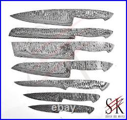 SET OF 7 Damascus Steel CHEF KITCHEN BLANK BLADES KNIFE MAKING Custom Ladder -26
