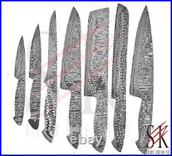 SET OF 7 Damascus Steel CHEF KITCHEN BLANK BLADES KNIFE MAKING Custom Ladder -26