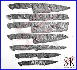 SET OF 7 Damascus Steel CHEF KITCHEN BLANK BLADES KNIFE MAKING Custom Ladder -26