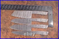 SET OF 7 pc DAMASCUS STEEL BLANK BLADES FOR CHEF KNIVES MAKING