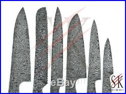 SET OF 8 Damascus steel CHEF KITCHEN BLANK BLADES KNIFE MAKING Cleaver & fillet
