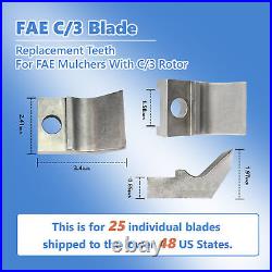 Set Of 25 FAE C/3 Blade Replacement Teeth For FAE Mulchers With C/3 Rotor