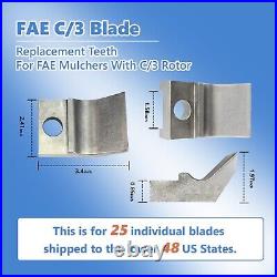 Set Of 25 FAE C/3 Blade Replacement Teeth For FAE Mulchers With C/3 Rotor