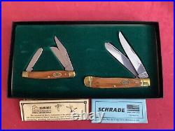 Set Of 2 Schrade USA Ducks Unlimited Trapper and Stockman Pocket Knives