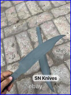 Set Of 2-custom Handmade Carbon Steel Hunting Bowie Blades For Knives Making
