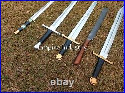 Set Of 5 Full Tang Swords Handmade Carbon Steel Blade Battle Ready With Sheath