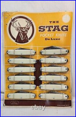 Set of 12 THE STAG De Lux Pocket Knife By COLONIAL USA 2 Blade 3 NEW ON CARD