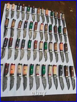 Set of 20 CUSTOM HANDMADE DAMASCUS STEEL 6 SKINNER HUNTING KNIVES WITH SHEATH