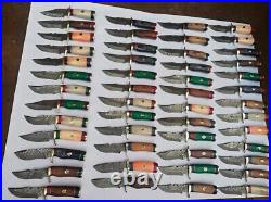 Set of 20 CUSTOM HANDMADE DAMASCUS STEEL 6 SKINNER HUNTING KNIVES WITH SHEATH